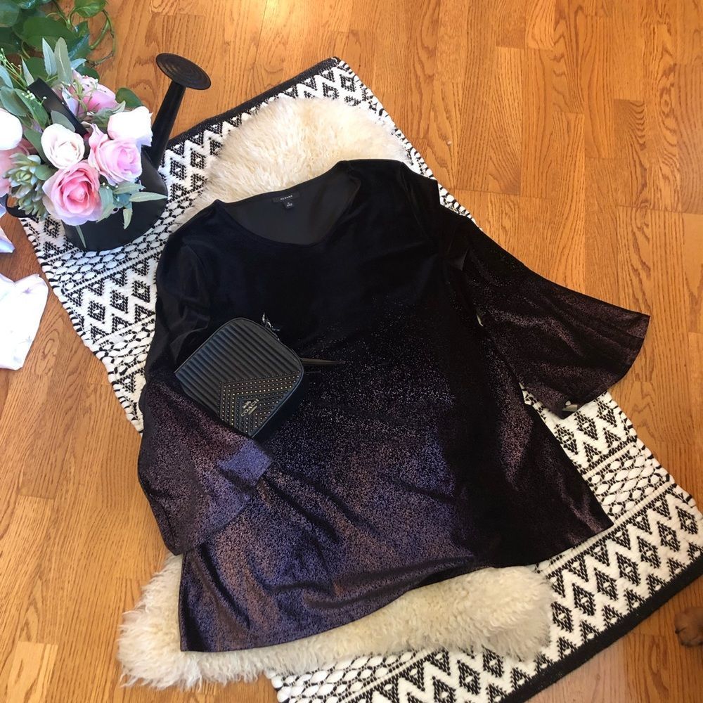 Purple tunic with bell sleeves